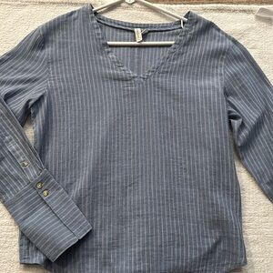 Treasure & Bond Blue Striped Long Sleeve